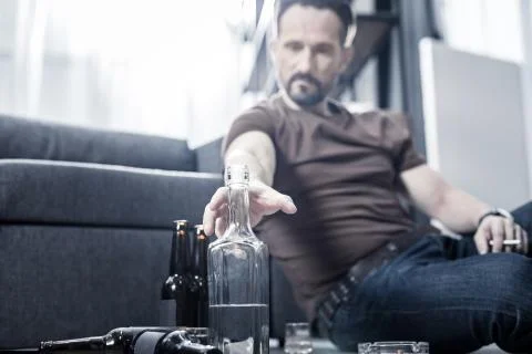 Selective focus of a bottle of vodka Stock Photos