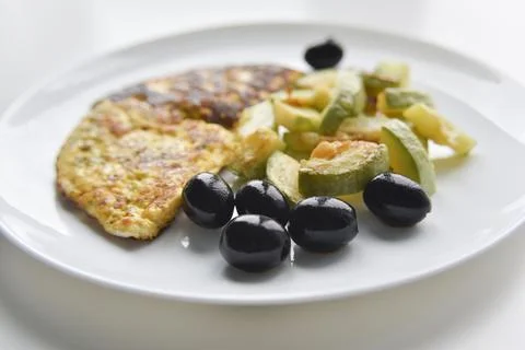 Selective focus at the breakfast on the white plate Stock Photos