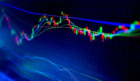 Selective focus of Business graph charts of financial instruments with variou Stock Photos