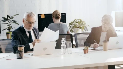 Selective focus of businessman holding folder Stock Footage 113617581