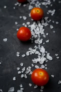 Selective focus, cherry with rock salt Stock Photos