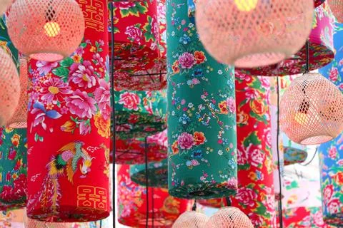 Selective focus at Chinese lanterns celebration Chinese New Year Stock Photos