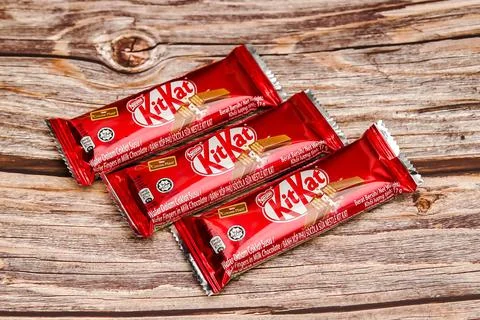 Selective focus of chocolate Kit Kat produce by Nestle. 写真素材