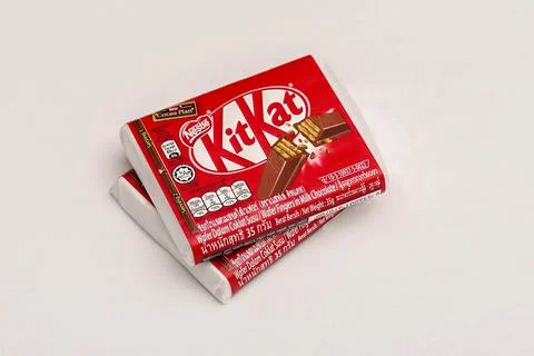 Selective focus of chocolate Kit Kat produce by Nestle. Stock Photos