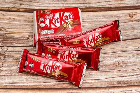 Selective focus of chocolate Kit Kat produce by Nestle. 写真素材