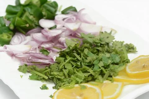 Selective focus of chunk celery leaves Stock Photos