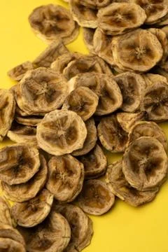 Selective focus, circles of dried bananas Stock Photos