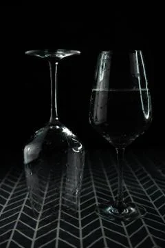 Selective focus, clear wine glasses with water Stock Photos