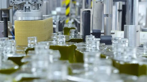 Selective Focus, Close-Up, Lockdown, 10 Seconds Or Greater, Industry, Bottle, Stock Footage 95854744