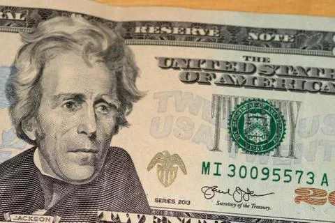 Selective focus close up shot of assorted us banknotes Stock Photos