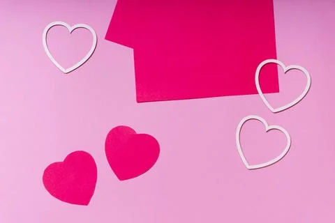 Selective focus. colored paper hearts Stock Photos