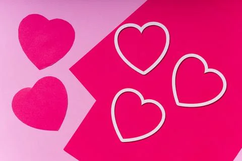 Selective focus. colored paper hearts Stock Photos