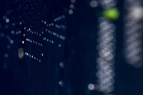 Selective focus of computer motherboard elements 스톡 사진