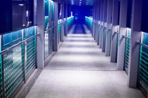Selective focus to Corridor to data center room. Stock Photos