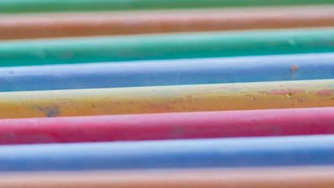 Selective focus on crayons for drawing different colors Stock Photos