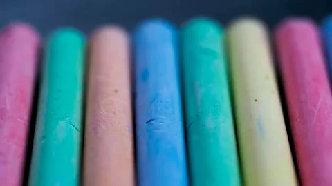 Selective focus on crayons for drawing different colors Stock Photos