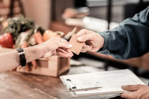 Selective focus of a credit card Stock Photos