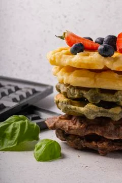 Selective focus, curd vanila waffles Stock Photos