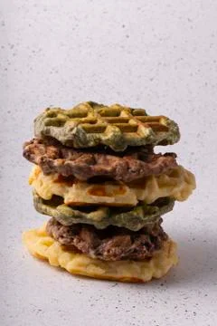 Selective focus, curd vanila waffles Stock Photos