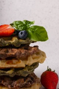 Selective focus, curd vanila waffles Stock Photos
