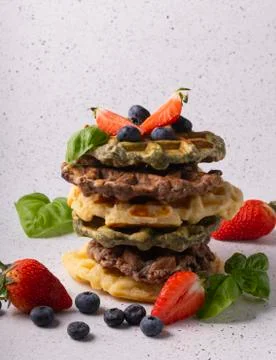 Selective focus, curd vanila waffles Stock Photos