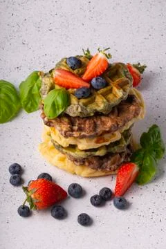 Selective focus, curd vanila waffles Stock Photos
