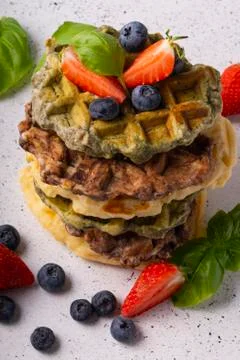 Selective focus, curd vanila waffles Stock Photos