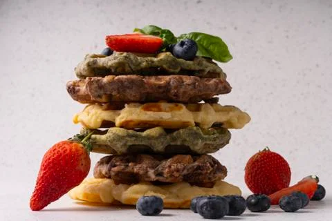 Selective focus, curd vanila waffles Stock Photos