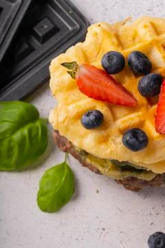 Selective focus, curd vanila waffles Stock Photos