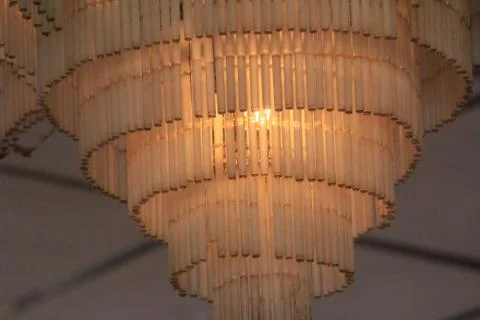 Selective focus on decorated lights white background Foto stock