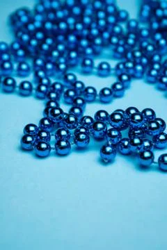 Selective focus, decorative ribbon beads, copespace Stock Photos