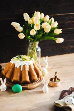 Selective focus delicious easter cake Stock Photos