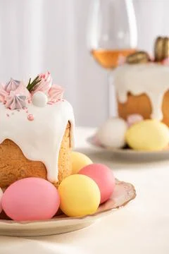 Selective focus delicious easter cakes Stock Photos
