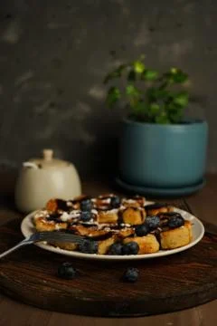 Selective focus, diced bean curd fritter with chocolate Stock Photos