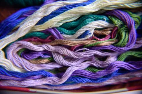 Selective focus at different threads for embroidery Stock Photos