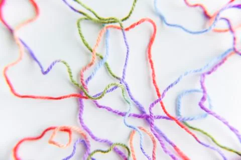 Selective focus at different threads for knitting Stock Photos