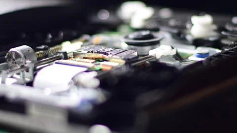 Selective focus dirty dvd drive Video stock 257939526