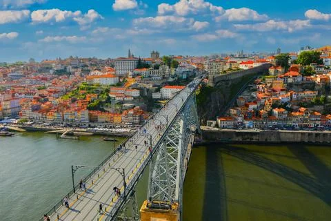 Selective focus on Dom Luis I bridge Stock Photos