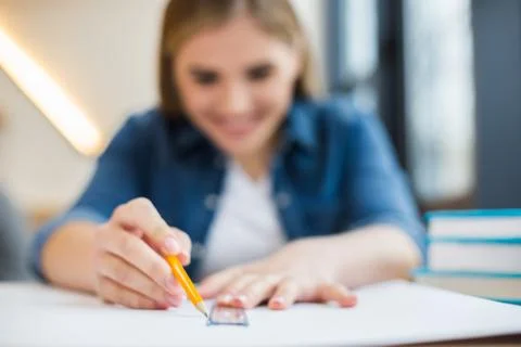 Selective focus of drawing instruments Stock Photos