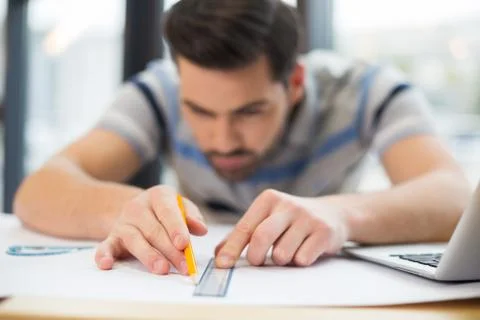 Selective focus of drawing tools Stock-Fotos