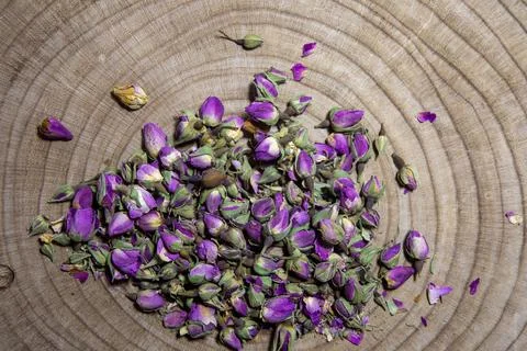 Selective focus dried rose bud. spice shop for sale Stock Photos