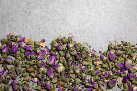 Selective focus dried rose bud. spice shop for sale Foto stock