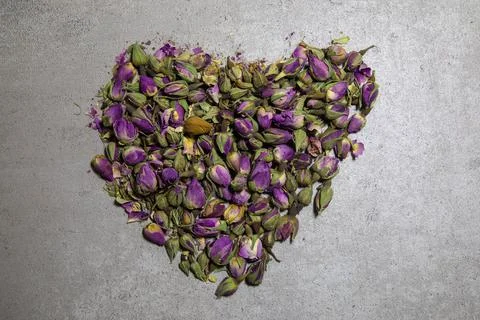 Selective focus dried rose bud. spice shop for sale Stock Photos
