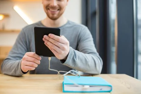 Selective focus of an e reader Stock Photos