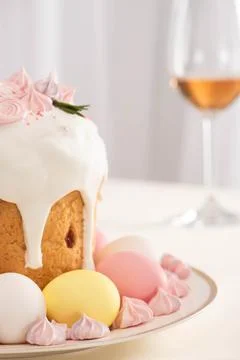 Selective focus easter cake decorated Stock Photos