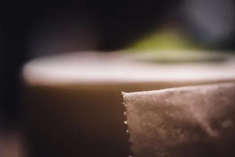 Selective focus on the edge sheet of a roll of toilet paper where individual Stock Photos