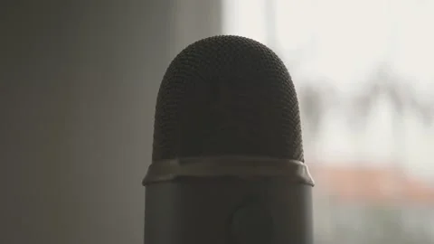 Selective focus footage of a metallic top of the microphone 스톡 동영상 219267192