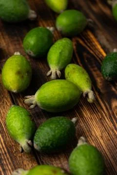 Selective focus, fresh feijoa berries Foto stock