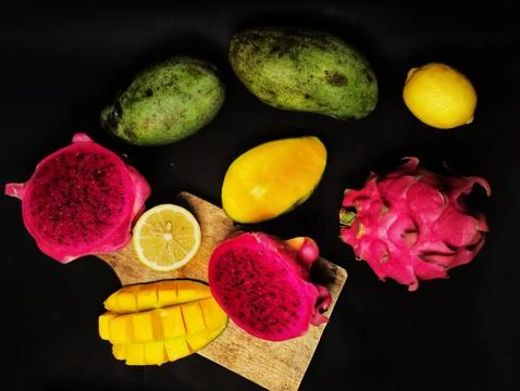 Selective focus of fresh fruit Stock Photos