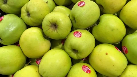 Selective focus fresh green apples with natural texture Stock Footage 344955029